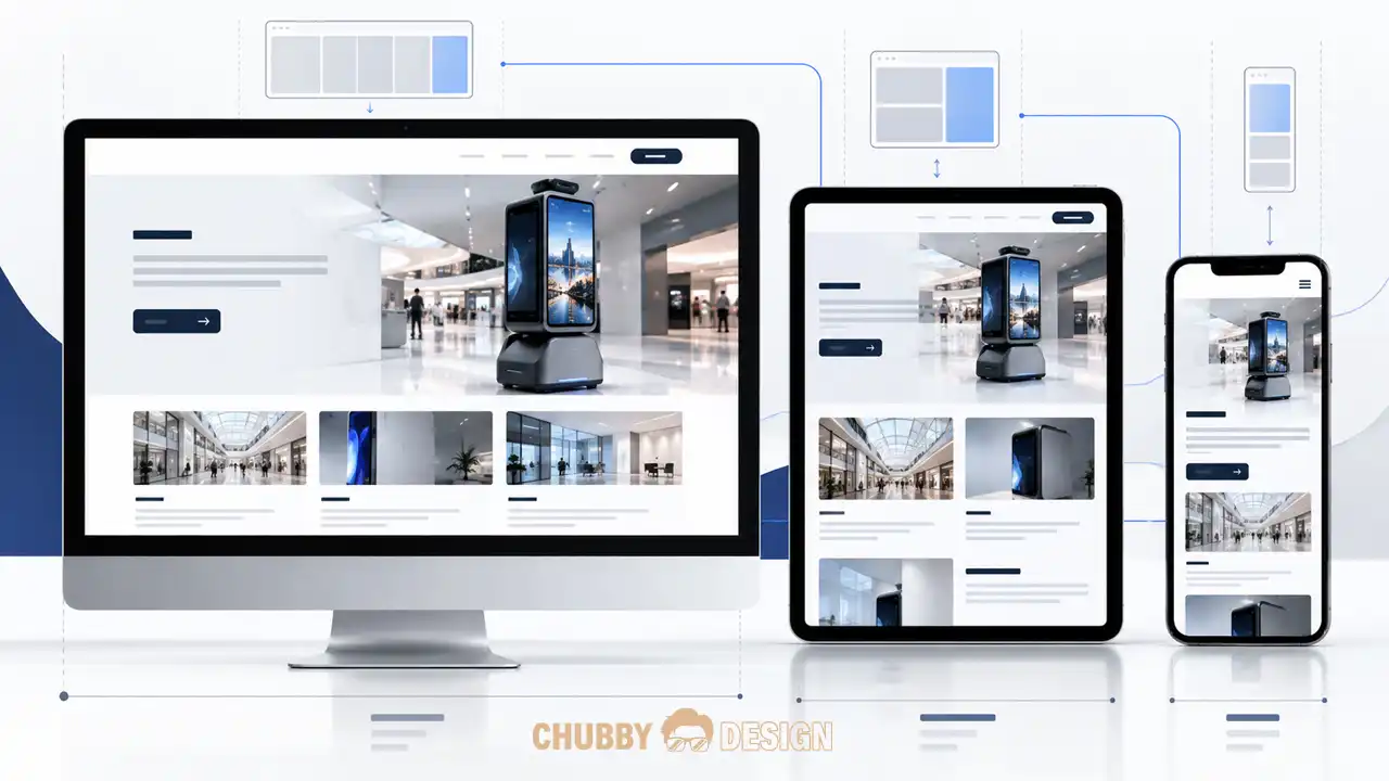 Responsive Web Design แสดงการปรับ Layout จาก Desktop เป็น Tablet และ Mobile
