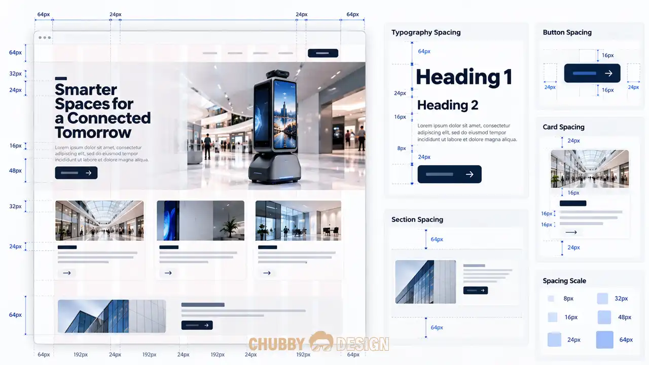 UX/UI Design แสดงระบบ Spacing และ Grid สำหรับการออกแบบเว็บไซต์